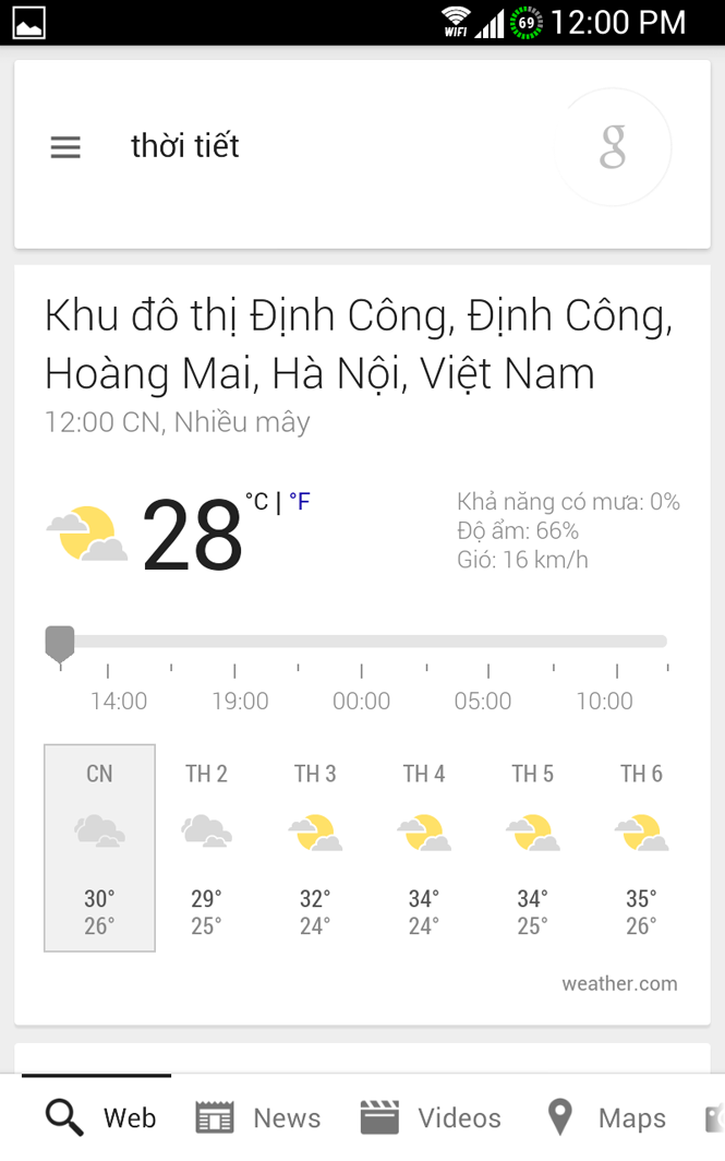 Hiển thị thời tiết hiện tại bằng giọng nói tiếng Việt